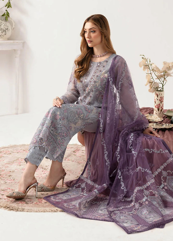 Minhal By Ramsha Embroidered Organza Suits Unstitched 3 Piece RSH24M M-1104 - Formal Collection