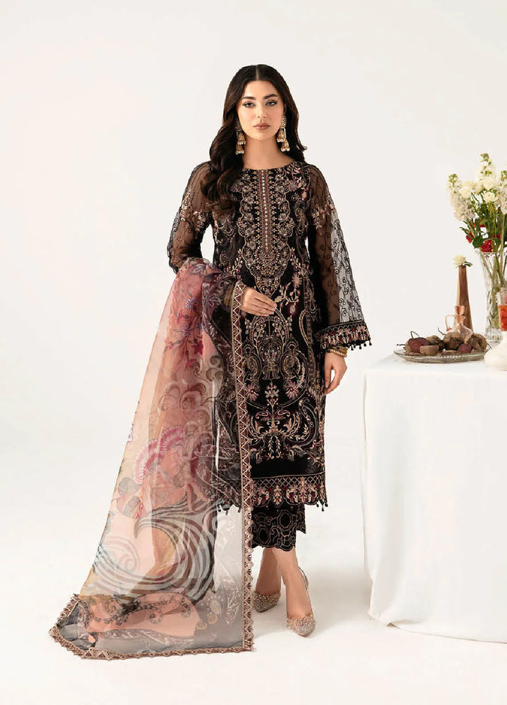 Minhal By Ramsha Embroidered Organza Suits Unstitched 3 Piece RSH24M M-1105 - Formal Collection
