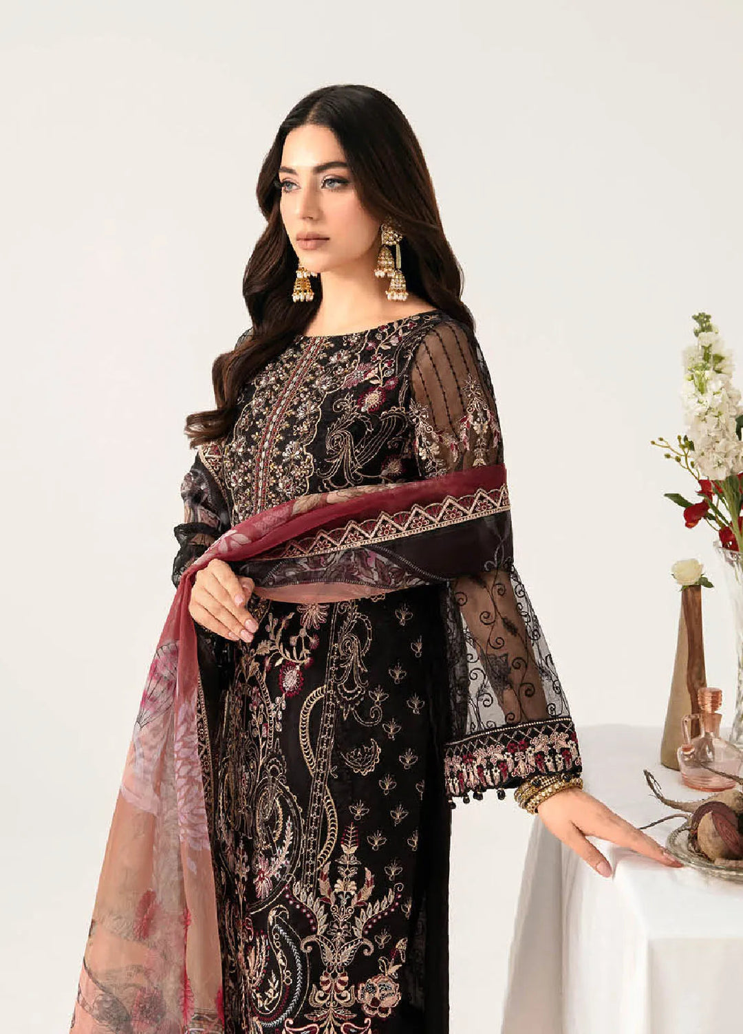 Minhal By Ramsha Embroidered Organza Suits Unstitched 3 Piece RSH24M M-1105 - Formal Collection