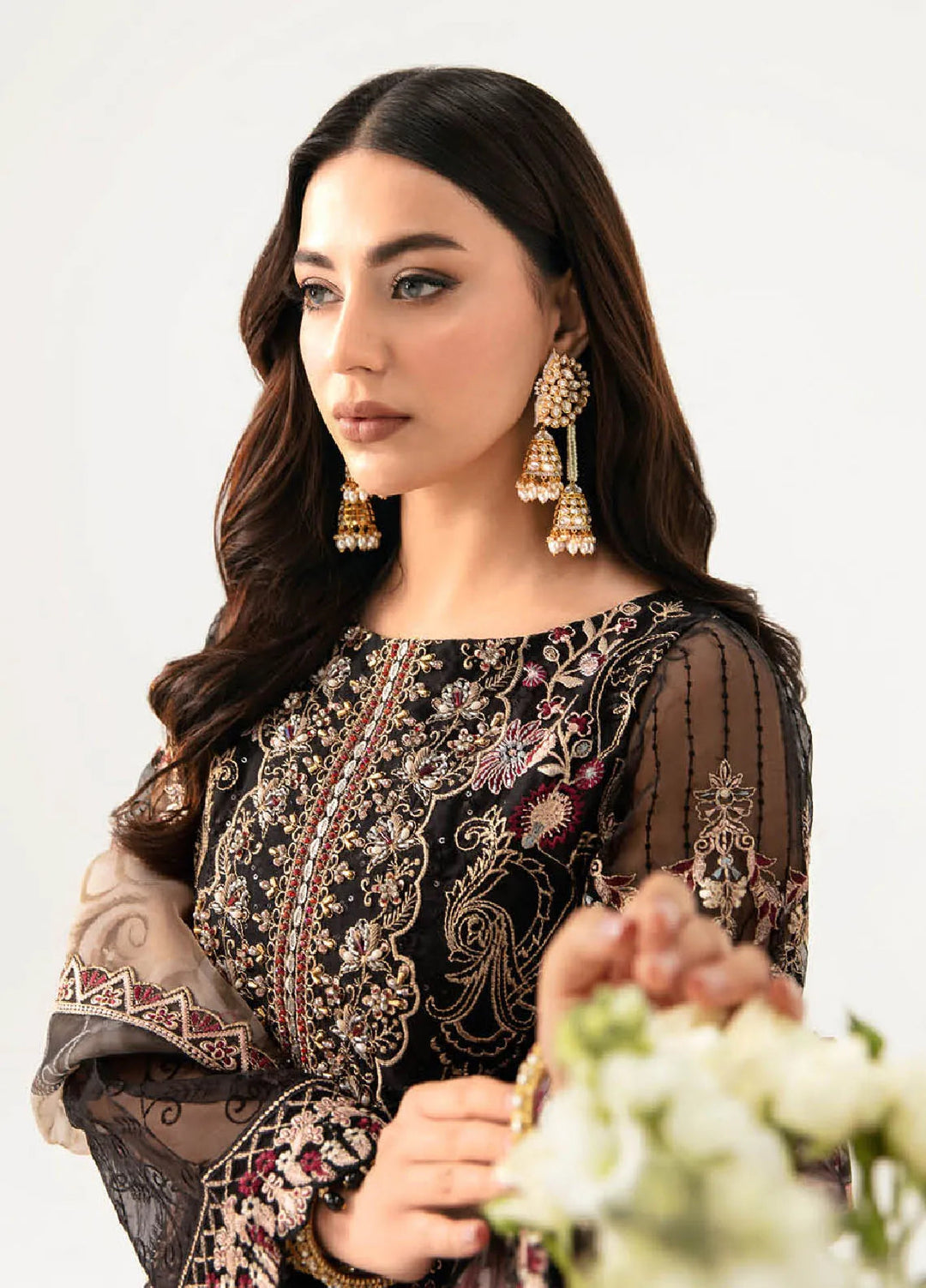 Minhal By Ramsha Embroidered Organza Suits Unstitched 3 Piece RSH24M M-1105 - Formal Collection