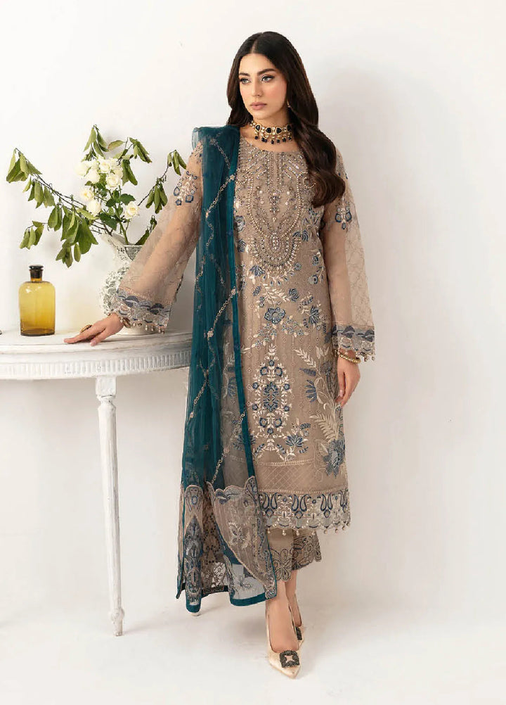 Minhal By Ramsha Embroidered Organza Suits Unstitched 3 Piece RSH24M M-1106 - Formal Collection