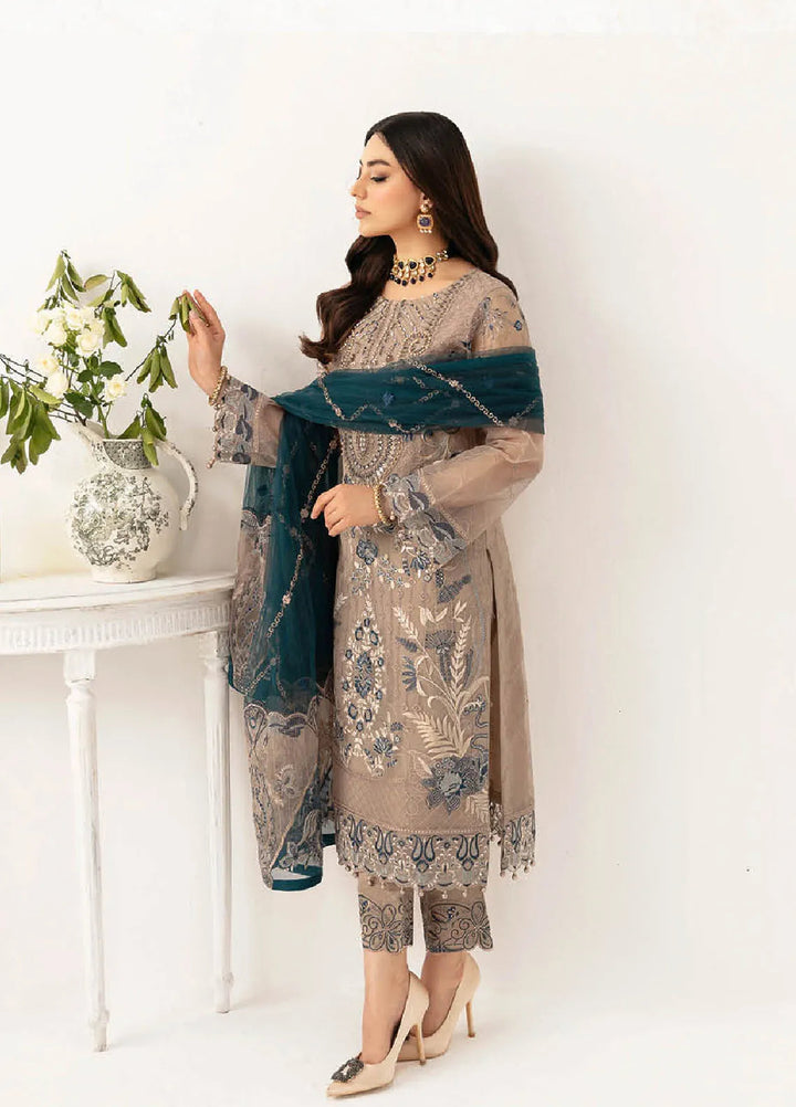Minhal By Ramsha Embroidered Organza Suits Unstitched 3 Piece RSH24M M-1106 - Formal Collection