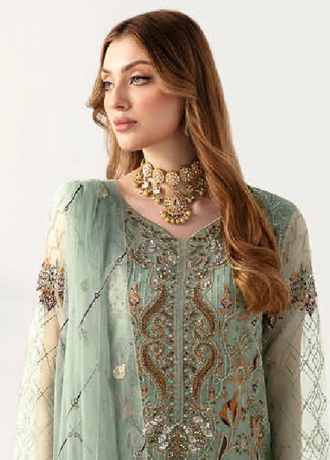 Minhal By Ramsha Embroidered Organza Suits Unstitched 3 Piece RSH24M M-1108 - Formal Collection