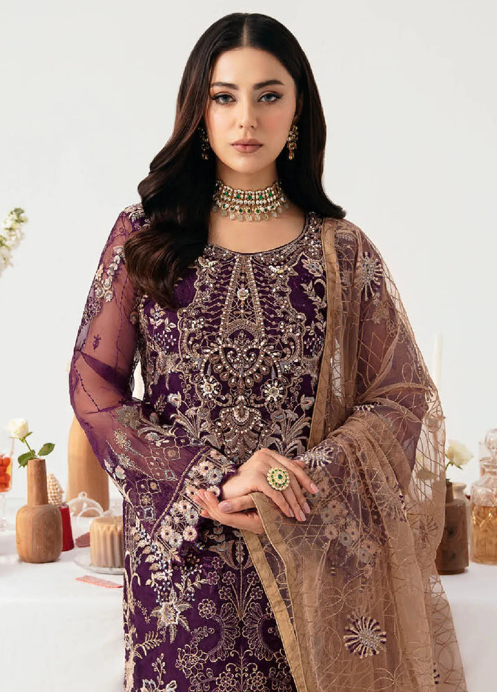 Minhal By Ramsha Embroidered Organza Suits Unstitched 3 Piece RSH24M M-1109 - Formal Collection
