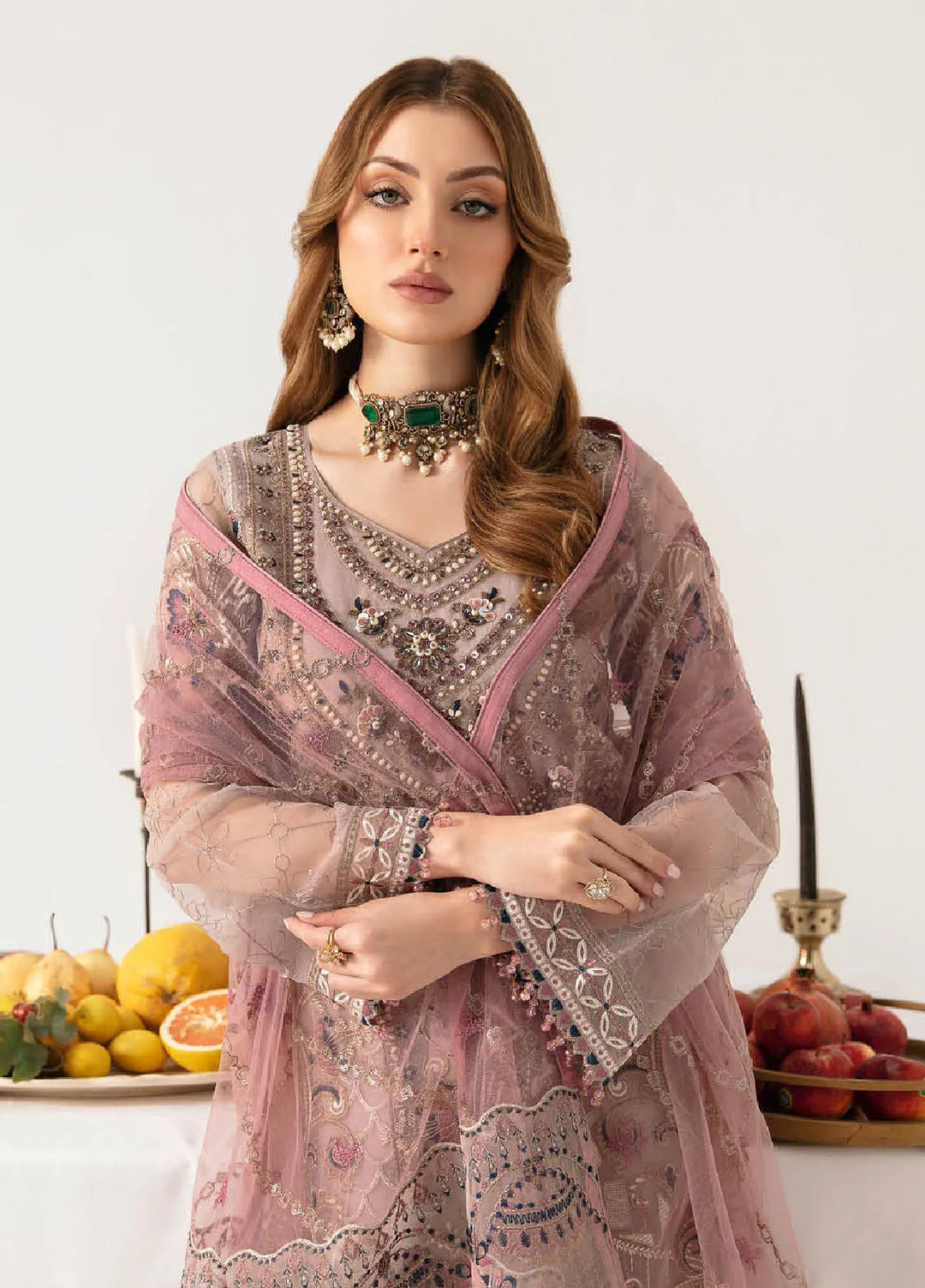 Minhal By Ramsha Embroidered Organza Suits Unstitched 3 Piece RSH24M M-1110 - Formal Collection