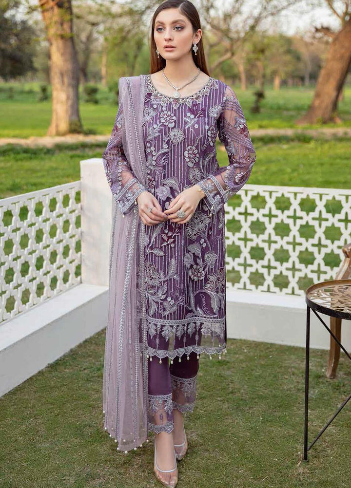 Minhal by Ramsha Embroidered Net Suits Unstitched 3 Piece RSH21M-4 M-401 - Luxury Collection