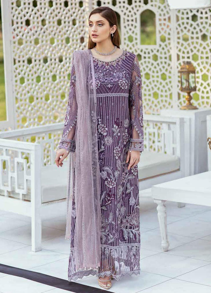 Minhal by Ramsha Embroidered Net Suits Unstitched 3 Piece RSH21M-4 M-401 - Luxury Collection