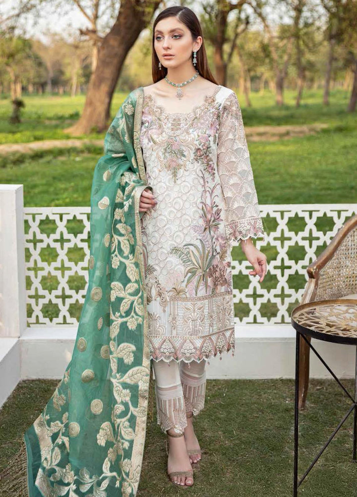 Minhal by Ramsha Embroidered Organza Suits Unstitched 3 Piece RSH21M-4 M-403 - Luxury Collection