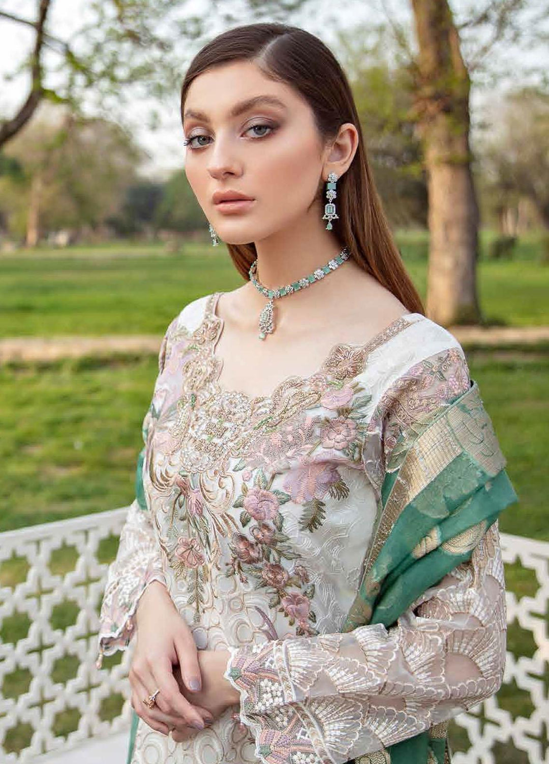 Minhal by Ramsha Embroidered Organza Suits Unstitched 3 Piece RSH21M-4 M-403 - Luxury Collection