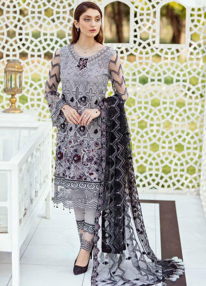 Minhal by Ramsha Embroidered Net Suits Unstitched 3 Piece RSH21M-4 M-405 - Luxury Collection