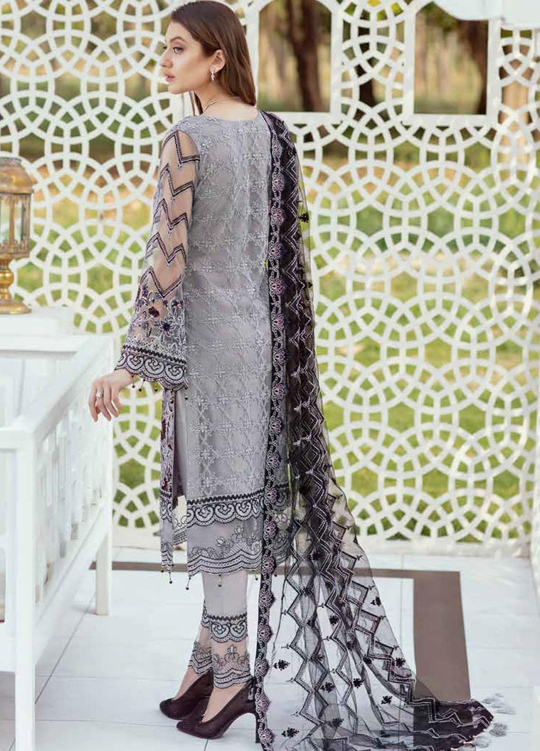 Minhal by Ramsha Embroidered Net Suits Unstitched 3 Piece RSH21M-4 M-405 - Luxury Collection