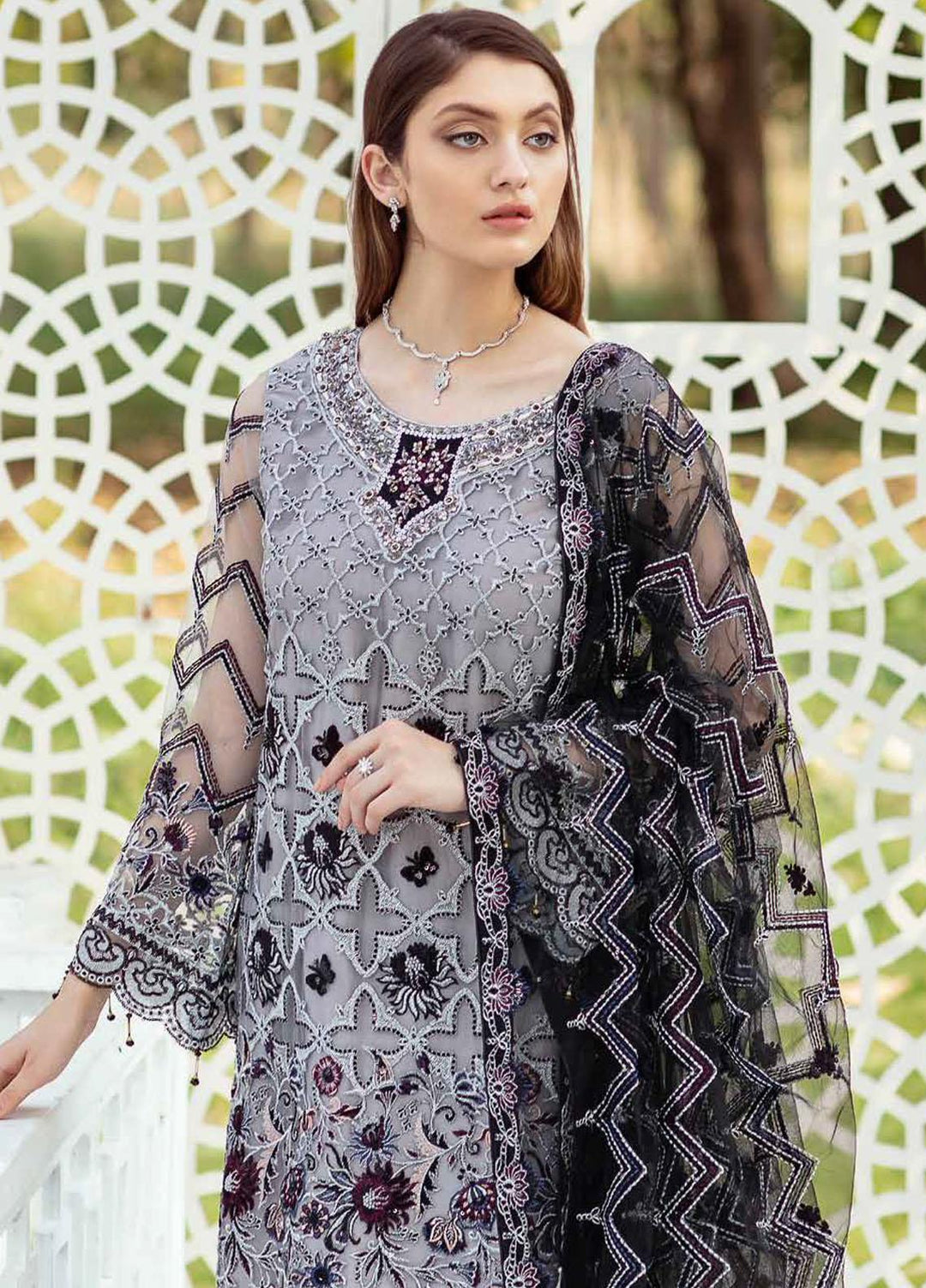 Minhal by Ramsha Embroidered Net Suits Unstitched 3 Piece RSH21M-4 M-405 - Luxury Collection