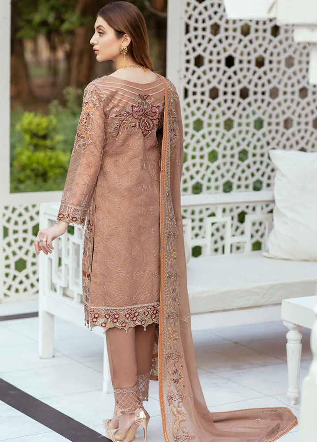 Minhal by Ramsha Embroidered Organza Suits Unstitched 3 Piece RSH21M-4 M-406 - Luxury Collection