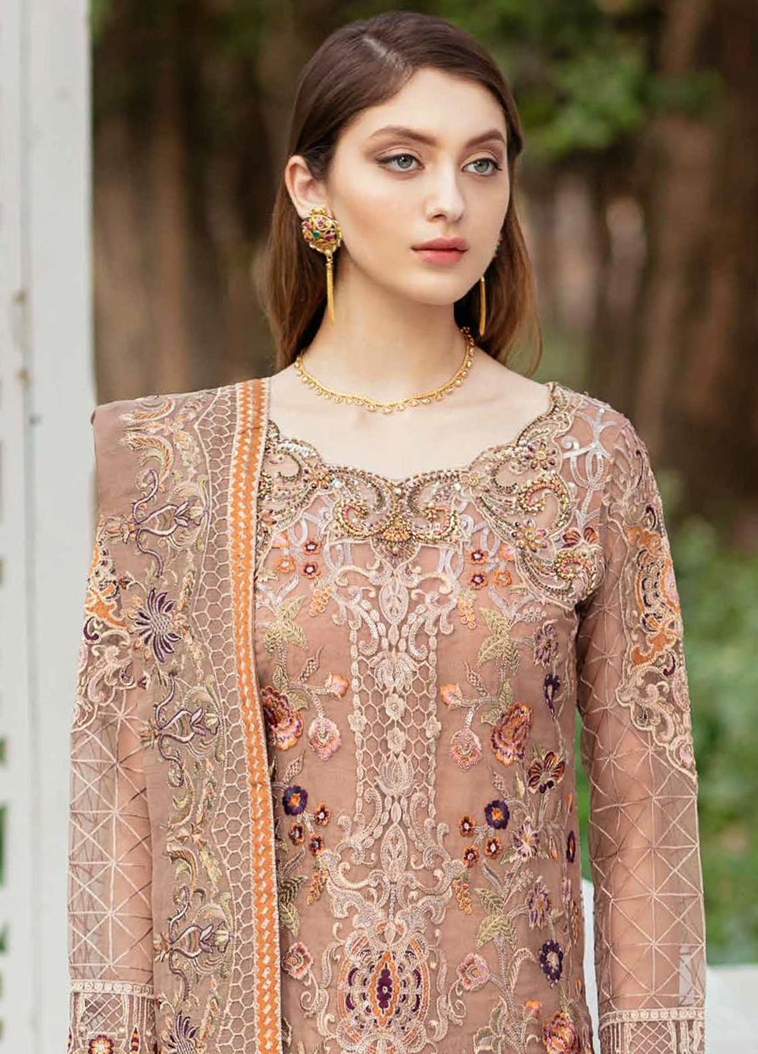 Minhal by Ramsha Embroidered Organza Suits Unstitched 3 Piece RSH21M-4 M-406 - Luxury Collection