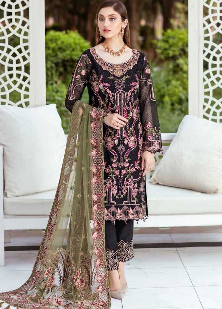 Minhal by Ramsha Embroidered Organza Suits Unstitched 3 Piece RSH21M-4 M-407 - Luxury Collection