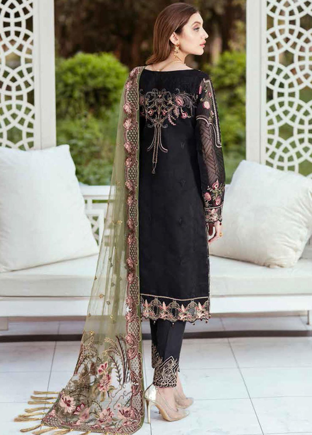 Minhal by Ramsha Embroidered Organza Suits Unstitched 3 Piece RSH21M-4 M-407 - Luxury Collection
