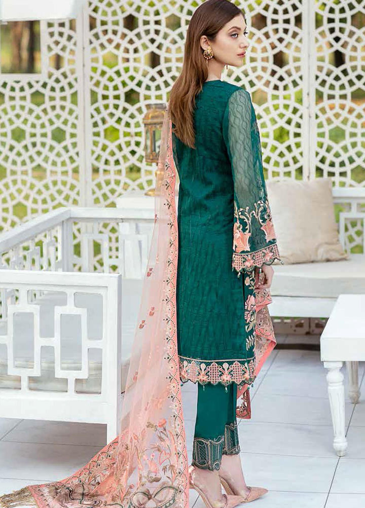 Minhal by Ramsha Embroidered Organza Suits Unstitched 3 Piece RSH21M-4 M-408 - Luxury Collection
