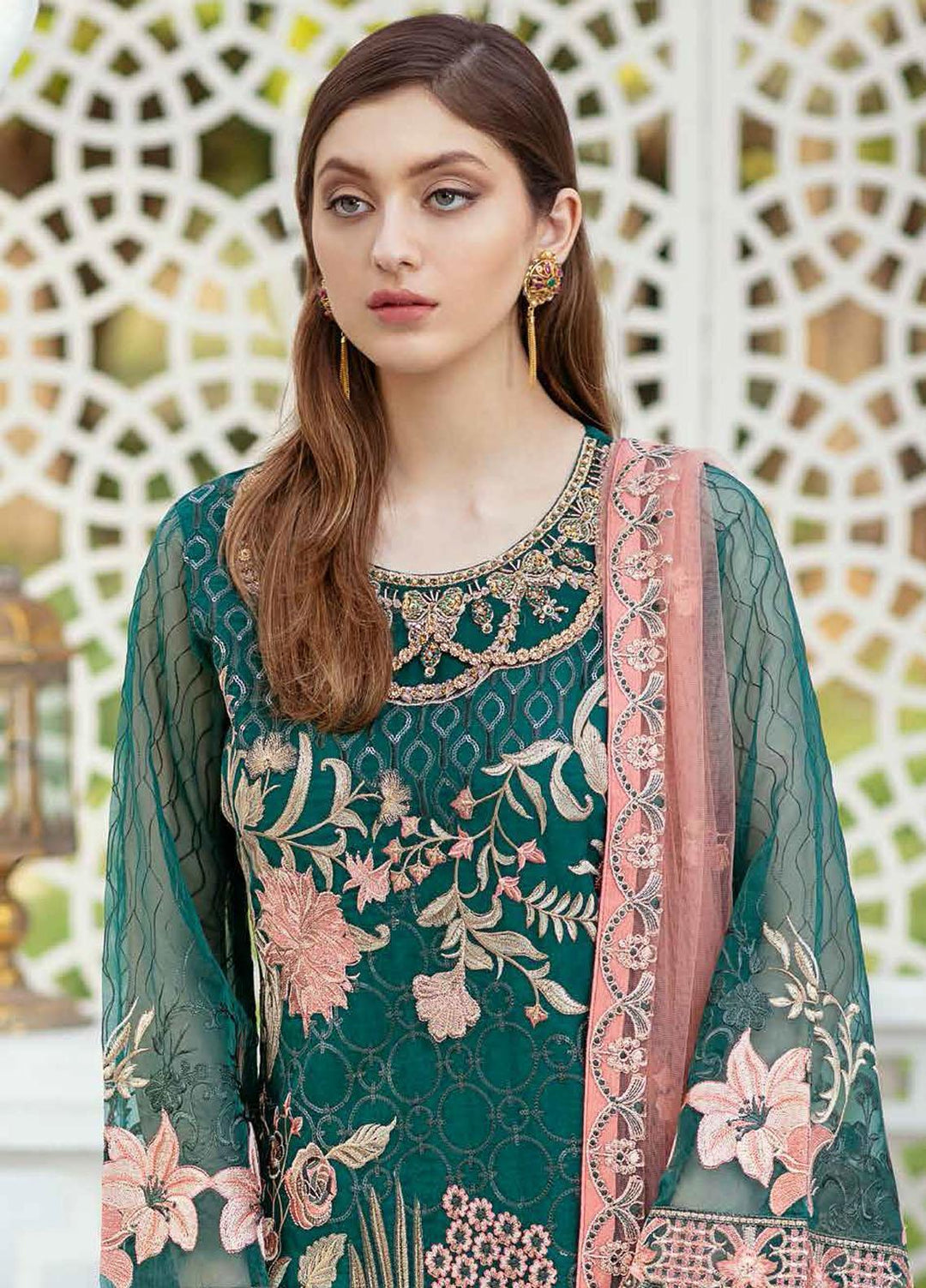 Minhal by Ramsha Embroidered Organza Suits Unstitched 3 Piece RSH21M-4 M-408 - Luxury Collection