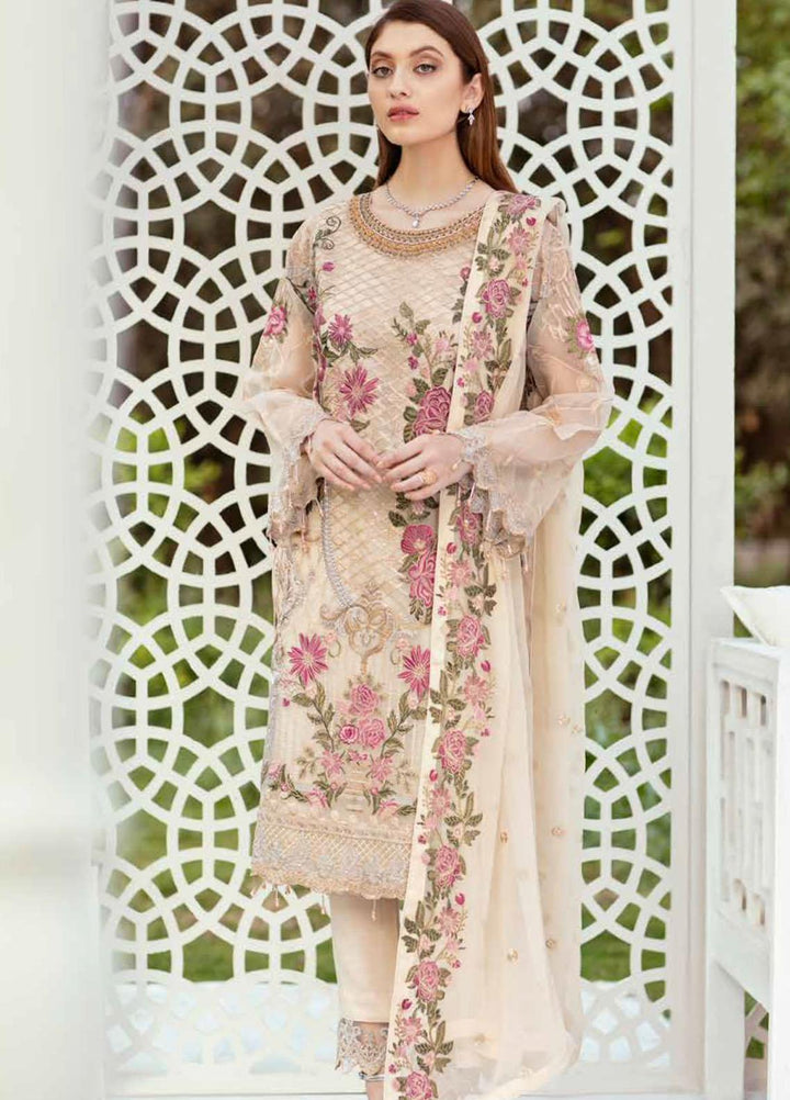 Minhal by Ramsha Embroidered Organza Suits Unstitched 3 Piece RSH21M-4 M-409 - Luxury Collection