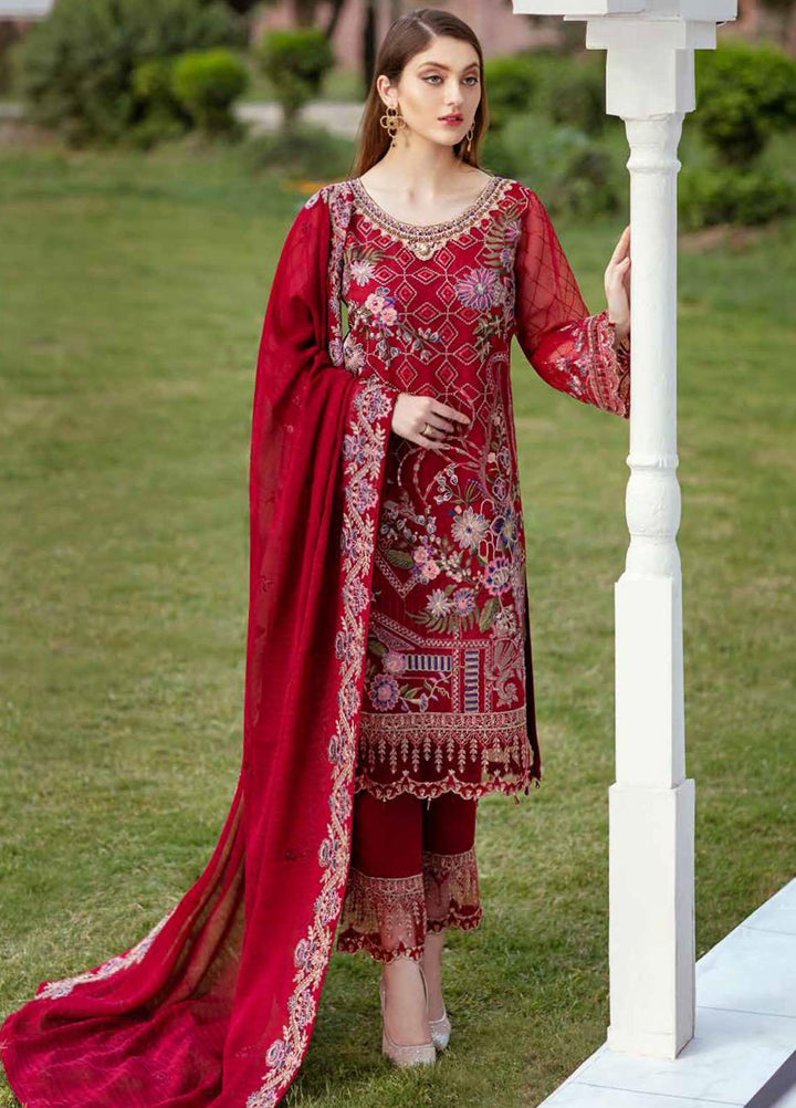 Minhal by Ramsha Embroidered Organza Suits Unstitched 3 Piece RSH21M-4 M-410 - Luxury Collection
