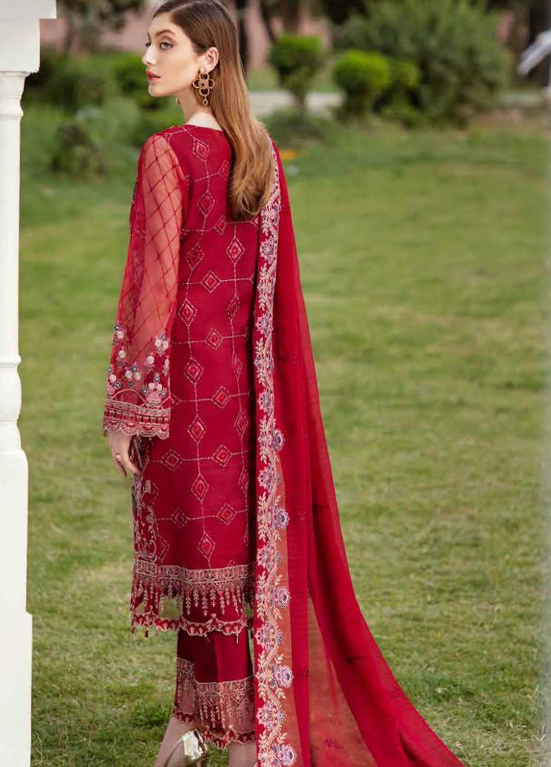 Minhal by Ramsha Embroidered Organza Suits Unstitched 3 Piece RSH21M-4 M-410 - Luxury Collection