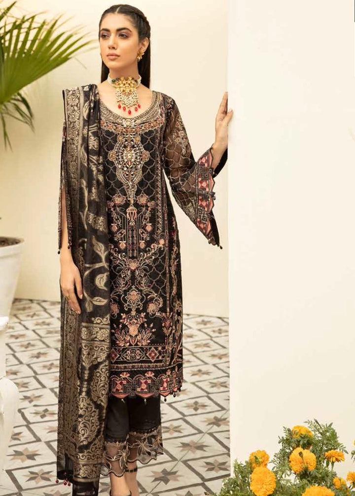 Minhal by Ramsha Embroidered Organza Suits Unstitched 3 Piece RSH22-M5 M-502 - Luxury Collection