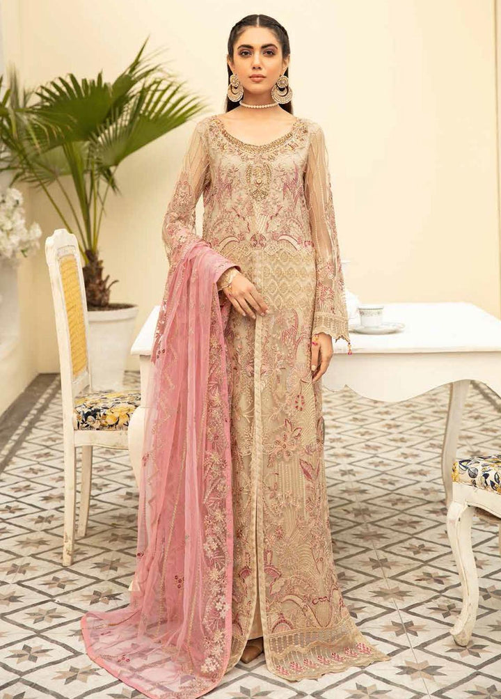Minhal by Ramsha Embroidered Net Suits Unstitched 3 Piece RSH22-M5 M-503 - Luxury Collection