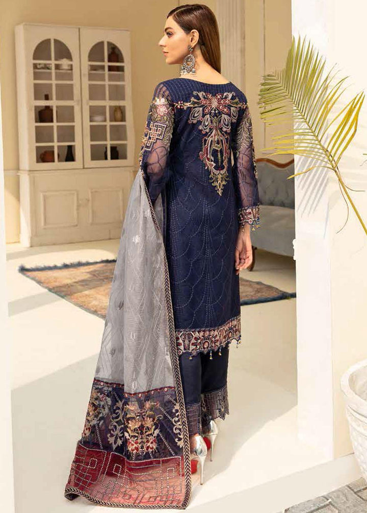 Minhal by Ramsha Embroidered Organza Suits Unstitched 3 Piece RSH22-M5 M-508 - Luxury Collection