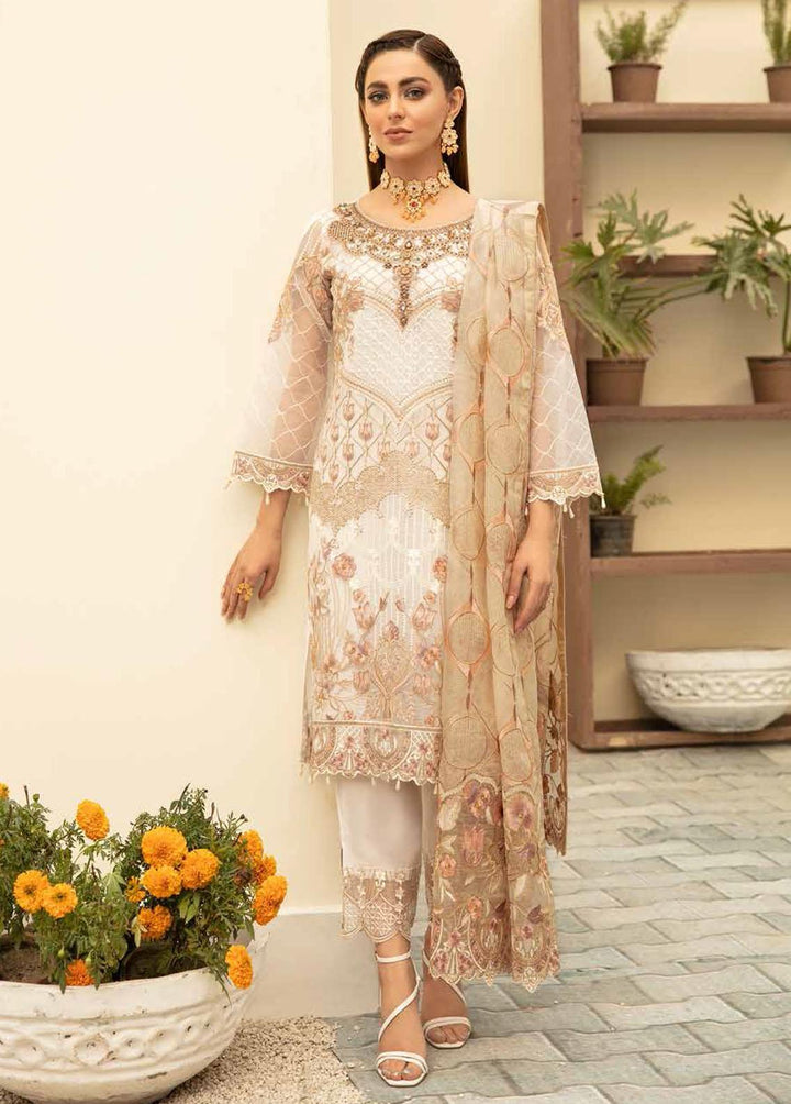 Minhal by Ramsha Embroidered Organza Suits Unstitched 3 Piece RSH22-M5 M-509 - Luxury Collection