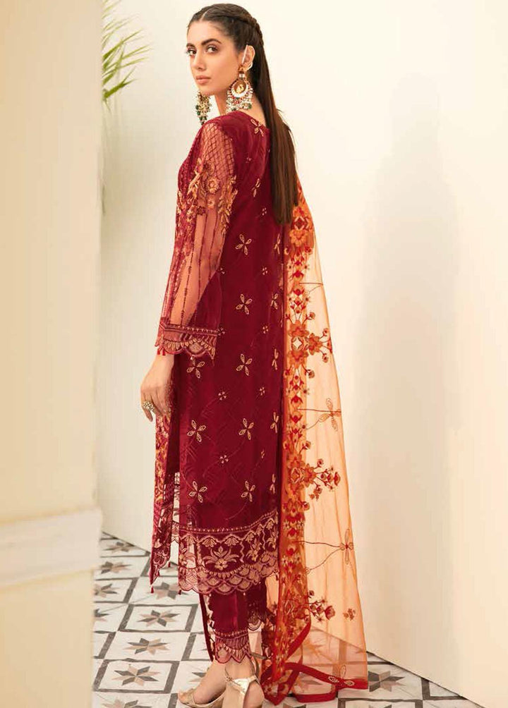 Minhal by Ramsha Embroidered Net Suits Unstitched 3 Piece RSH22-M5 M-510 - Luxury Collection