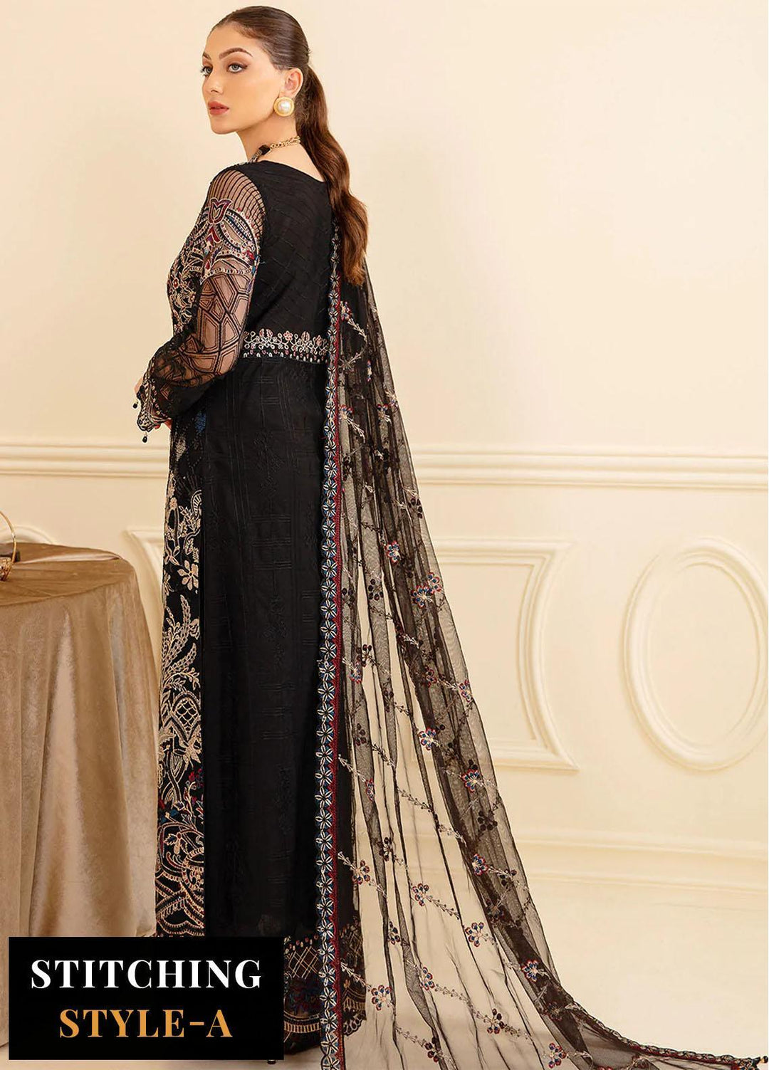 Minhal by Ramsha Embroidered Net Suits Unstitched 3 Piece RSH22-M7 M-703 - Luxury Collection