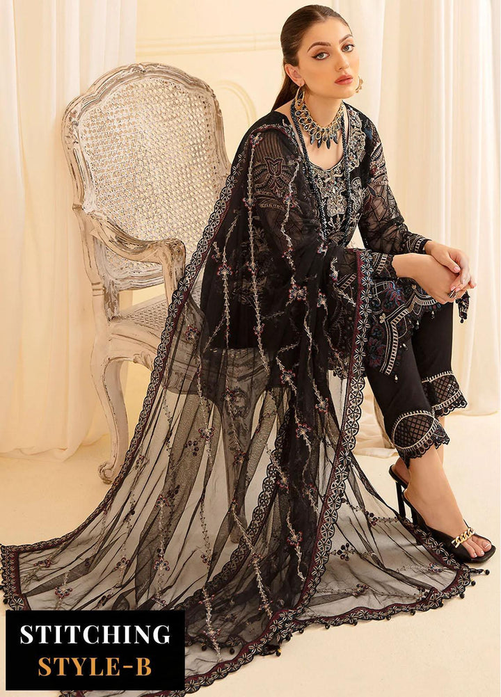 Minhal by Ramsha Embroidered Net Suits Unstitched 3 Piece RSH22-M7 M-703 - Luxury Collection