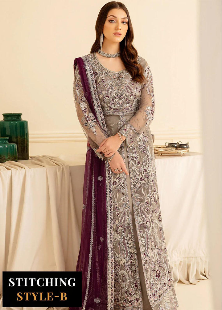 Minhal by Ramsha Embroidered Net Suits Unstitched 3 Piece RSH22-M7 M-704 - Luxury Collection