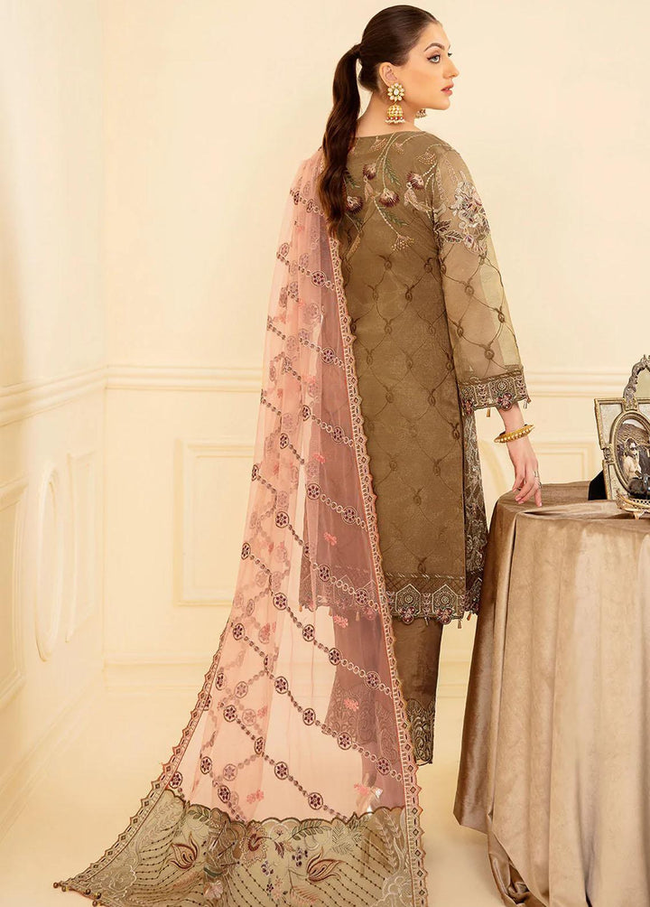 Minhal by Ramsha Embroidered Organza Suits Unstitched 3 Piece RSH22-M7 M-705 - Luxury Collection