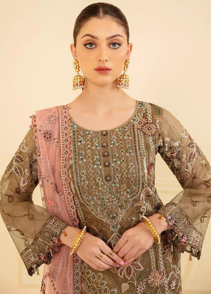 Minhal by Ramsha Embroidered Organza Suits Unstitched 3 Piece RSH22-M7 M-705 - Luxury Collection
