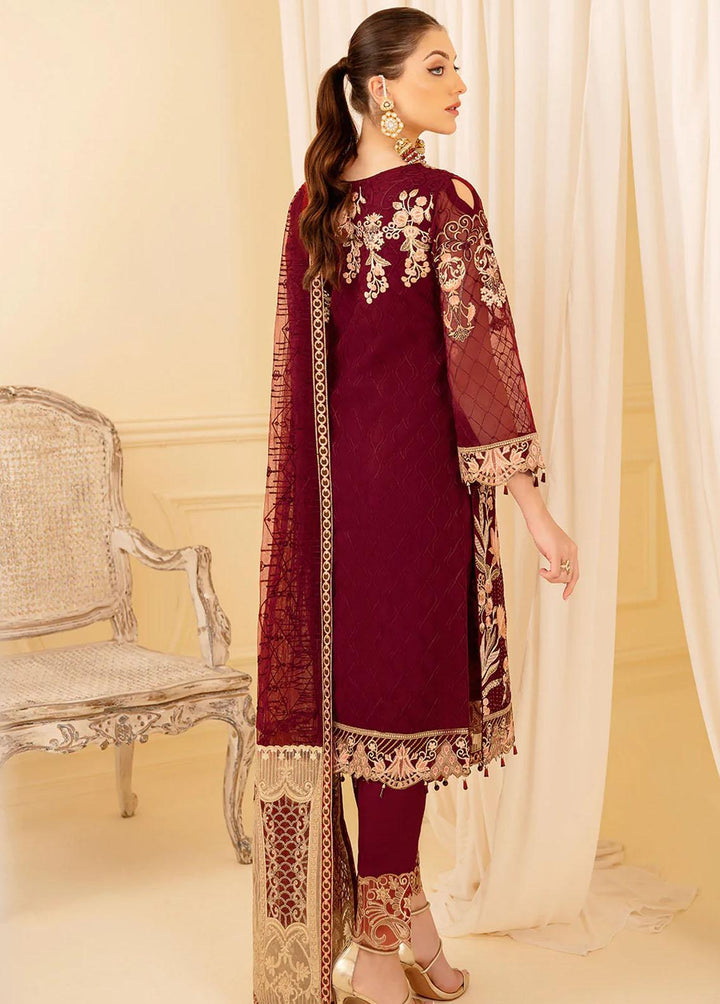 Minhal by Ramsha Embroidered Organza Suits Unstitched 3 Piece RSH22-M7 M-706 - Luxury Collection