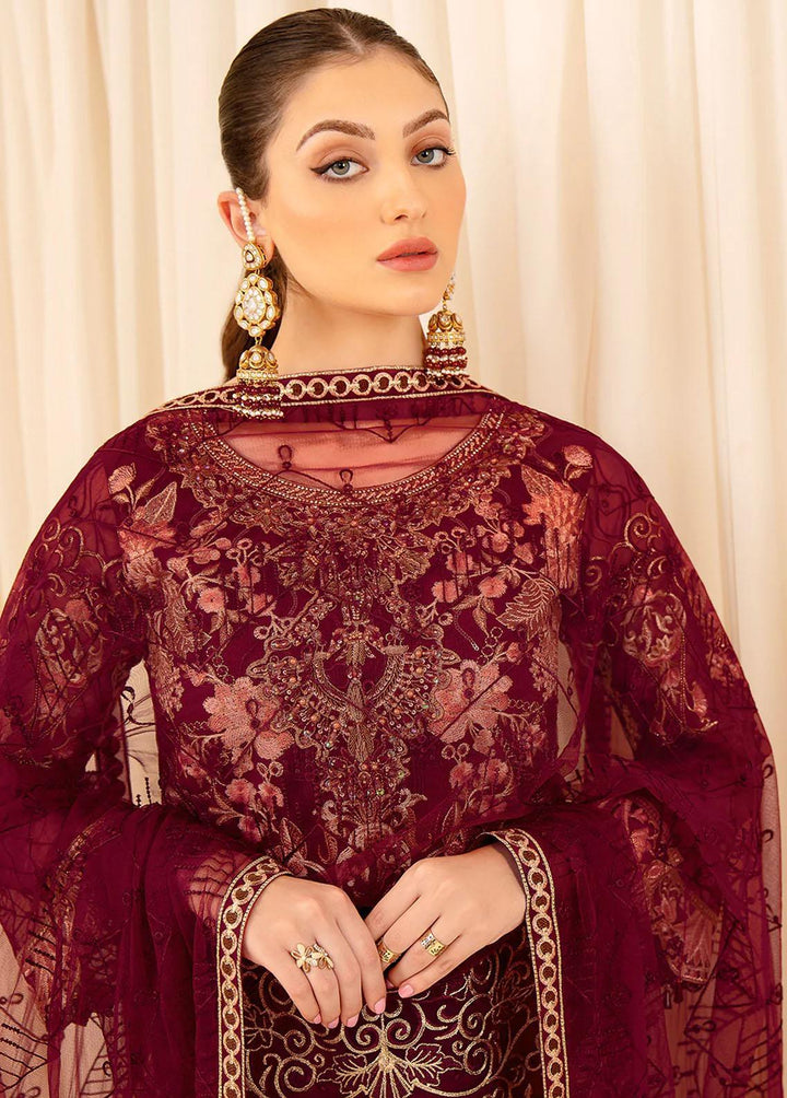 Minhal by Ramsha Embroidered Organza Suits Unstitched 3 Piece RSH22-M7 M-706 - Luxury Collection