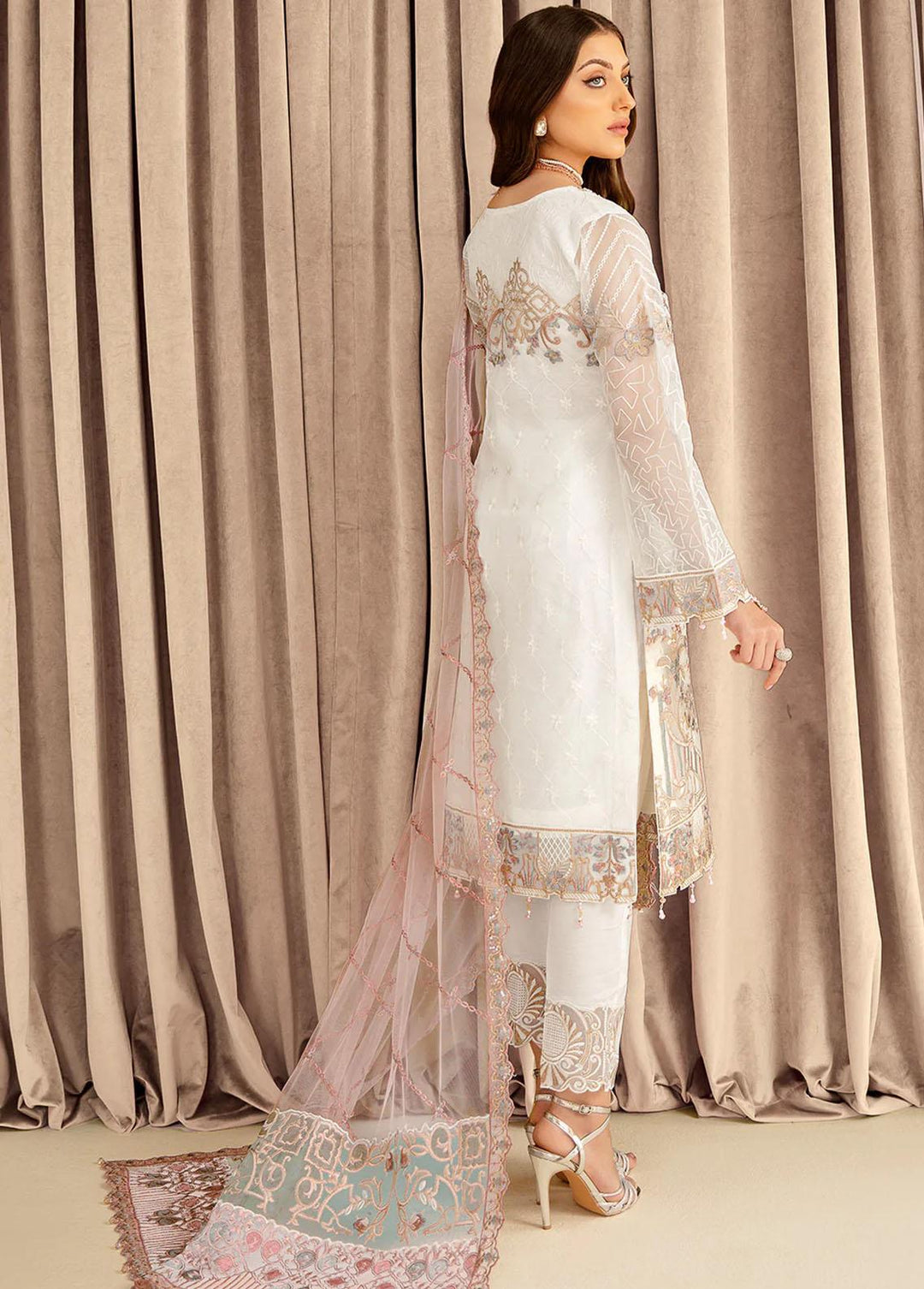 Minhal by Ramsha Embroidered Organza Suits Unstitched 3 Piece RSH22-M7 M-707 - Luxury Collection