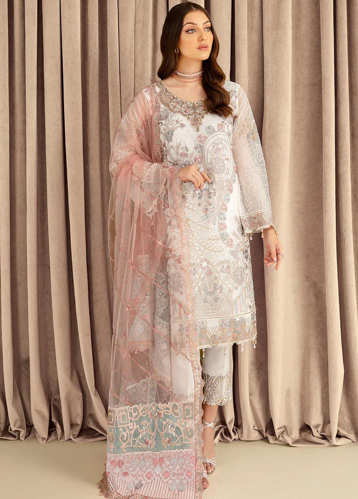 Minhal by Ramsha Embroidered Organza Suits Unstitched 3 Piece RSH22-M7 M-707 - Luxury Collection