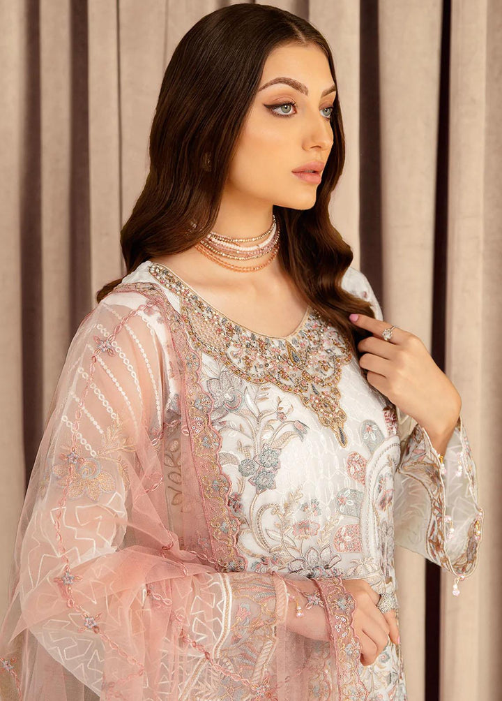 Minhal by Ramsha Embroidered Organza Suits Unstitched 3 Piece RSH22-M7 M-707 - Luxury Collection