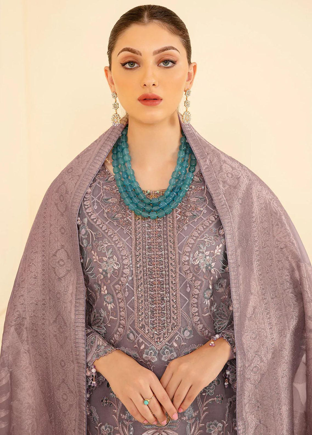 Minhal by Ramsha Embroidered Organza Suits Unstitched 3 Piece RSH22-M7 M-709 - Luxury Collection