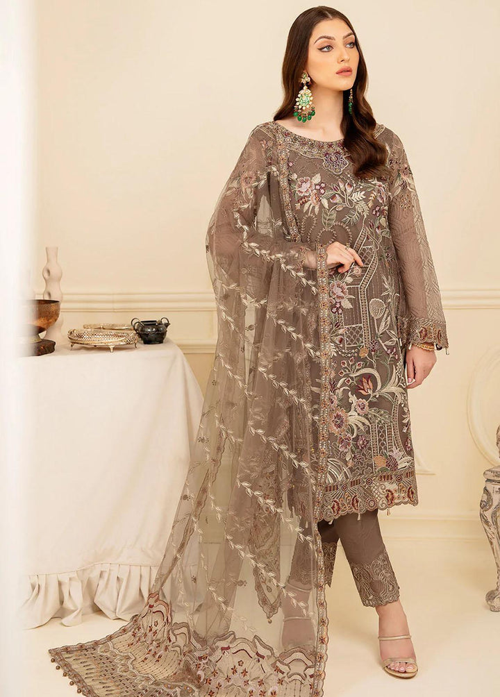 Minhal by Ramsha Embroidered Organza Suits Unstitched 3 Piece RSH22-M7 M-710 - Luxury Collection