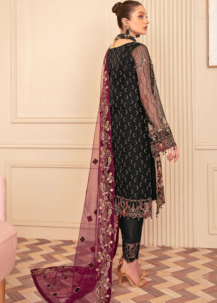 Minhal by Ramsha Embroidered Organza Suits Unstitched 3 Piece RSH22-M6 M-606 - Luxury Collection