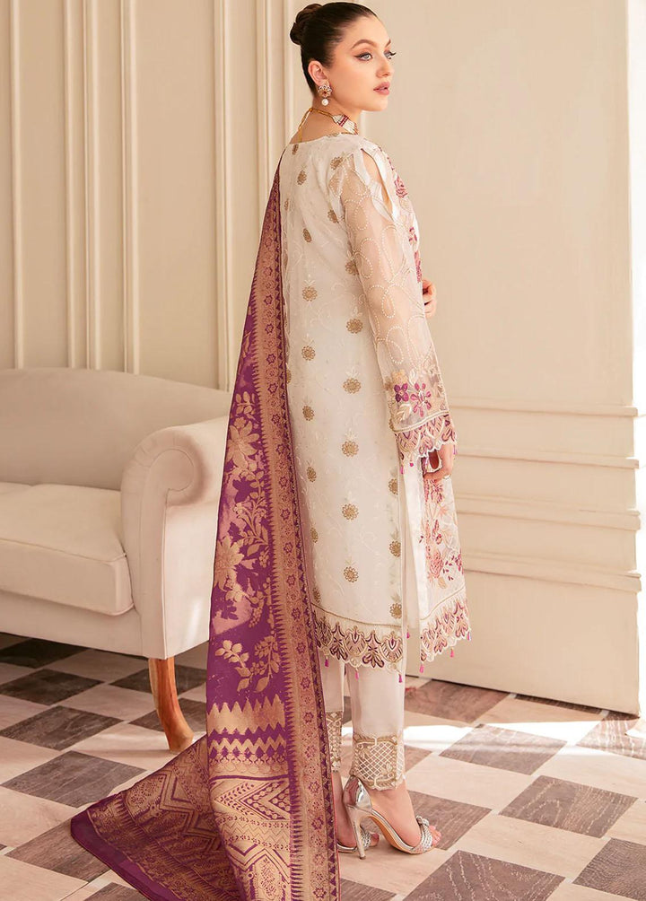 Minhal by Ramsha Embroidered Organza Suits Unstitched 3 Piece RSH22-M6 M-608 - Luxury Collection