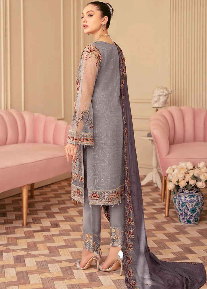 Minhal by Ramsha Embroidered Organza Suits Unstitched 3 Piece RSH22-M6 M-610 - Luxury Collection