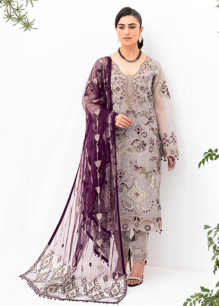 Minhal by Ramsha Embroidered Organza Suits Unstitched 3 Piece RSH23-M8 M-801 - Luxury Collection