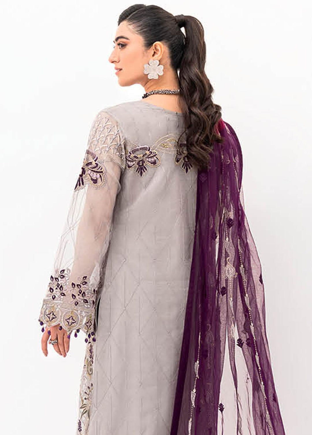 Minhal by Ramsha Embroidered Organza Suits Unstitched 3 Piece RSH23-M8 M-801 - Luxury Collection