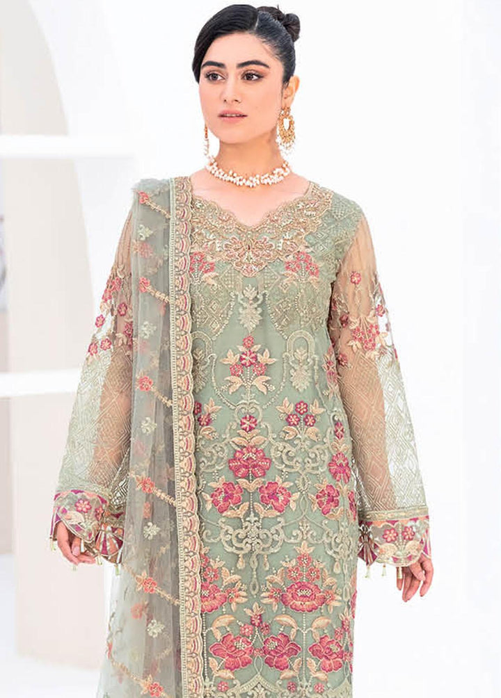 Minhal by Ramsha Embroidered Net Suits Unstitched 3 Piece RSH23-M8 M-802 - Luxury Collection