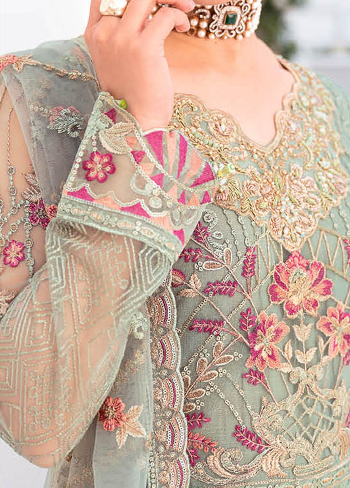 Minhal by Ramsha Embroidered Net Suits Unstitched 3 Piece RSH23-M8 M-802 - Luxury Collection