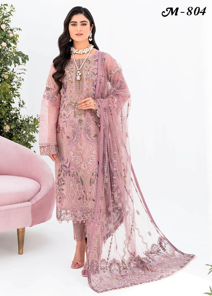Minhal by Ramsha Embroidered Organza Suits Unstitched 3 Piece RSH23-M8 M-804 - Luxury Collection